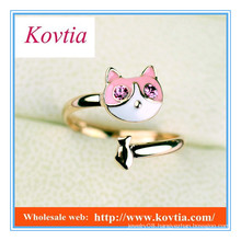 Fashion fine jewelry sweet cute animal cat shape open ring for girls